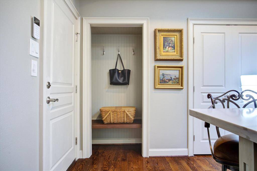 An attractive and functional mud room space as you come in from the garage.