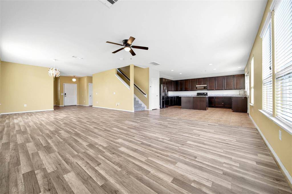 View of kitchen from living area