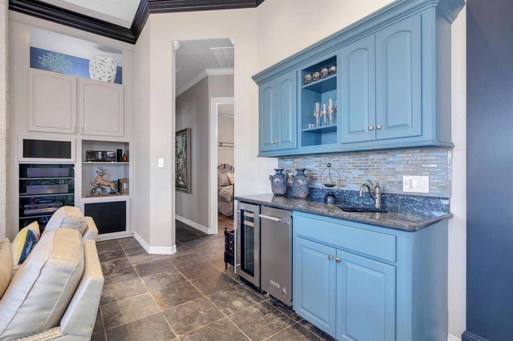 Custom wet bar located in living area
