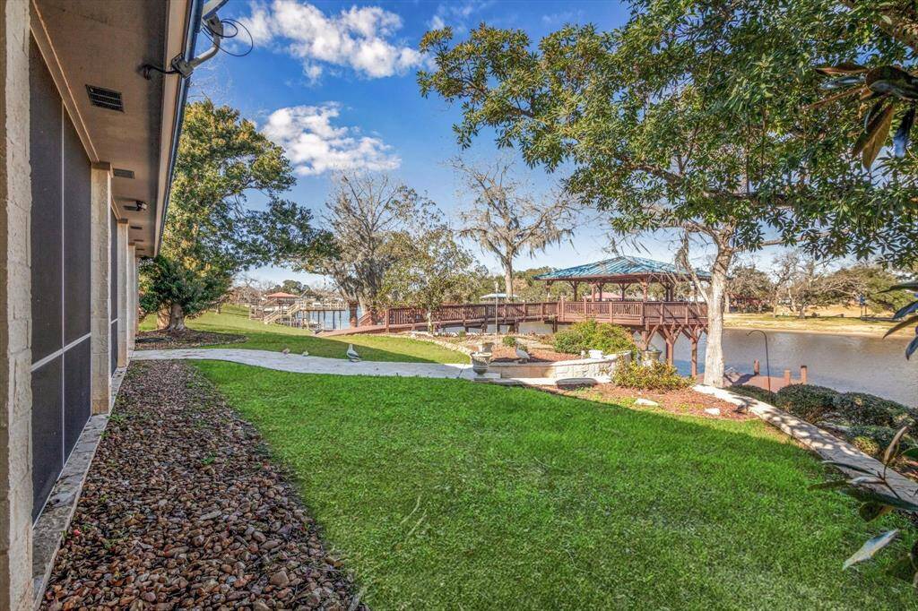 View of River and walkway onto upper level of boat dock