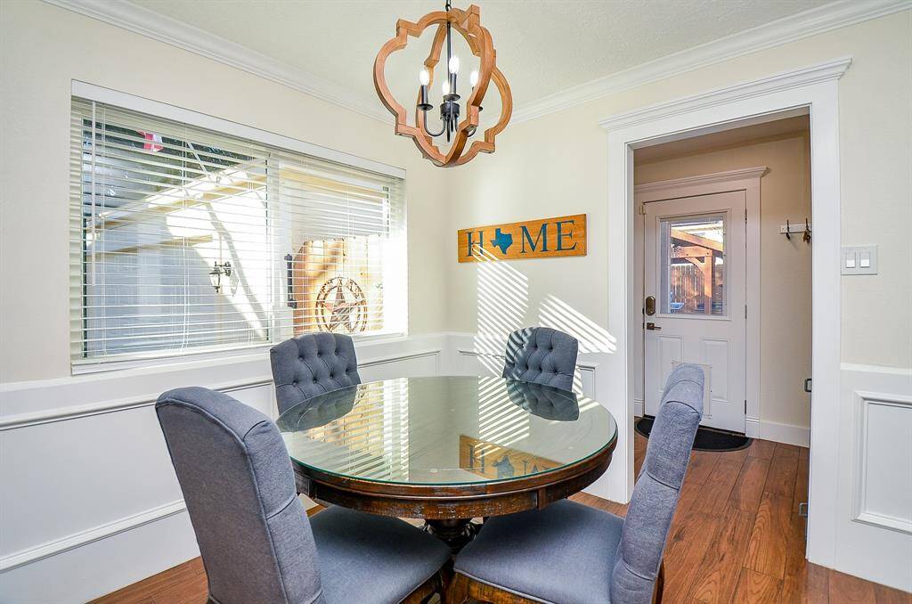 The breakfast area is very open to the den.
