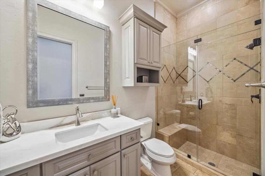 Full size pool bath with walk in shower