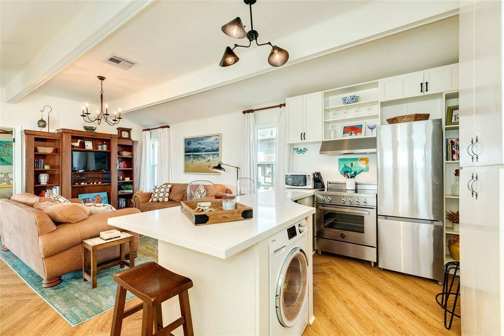 Kitchen opens to the living area