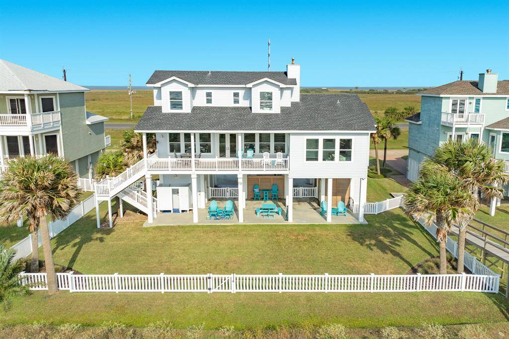South elevation view of the home & property. The lot extends into the dune protection zone.