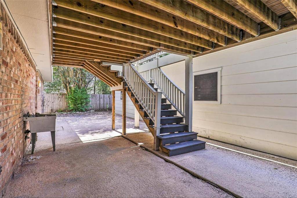 Underneath back balcony