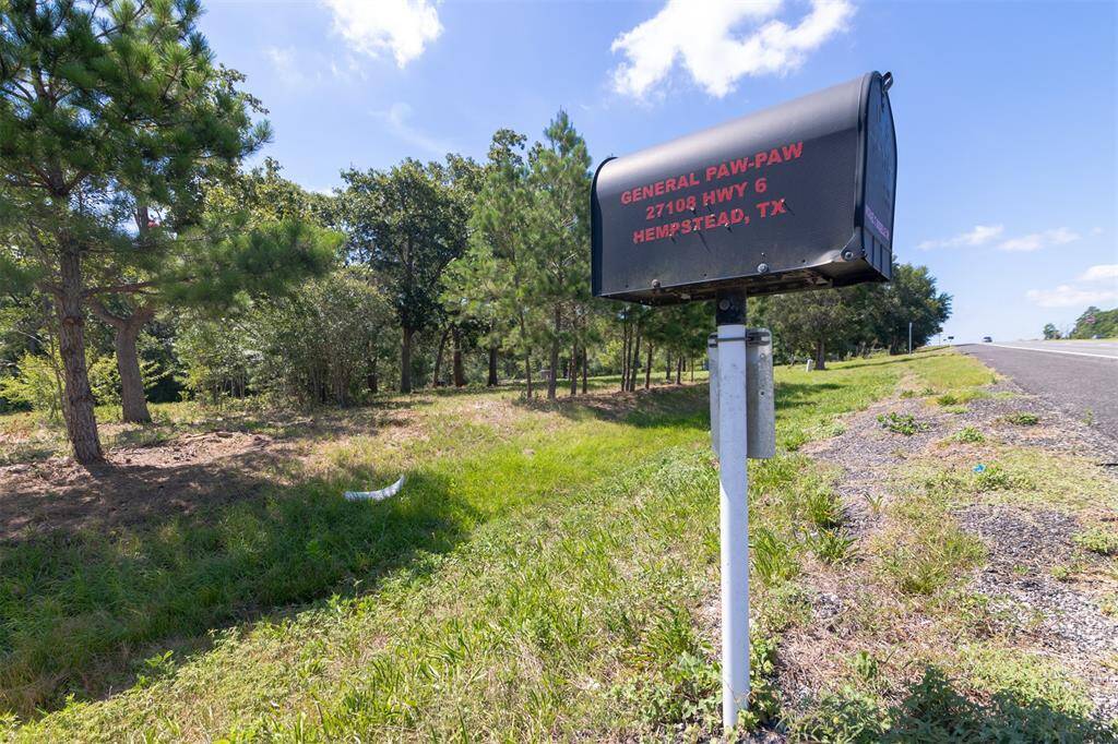 Mailbox currently on property and view of Highway 6 to the right.