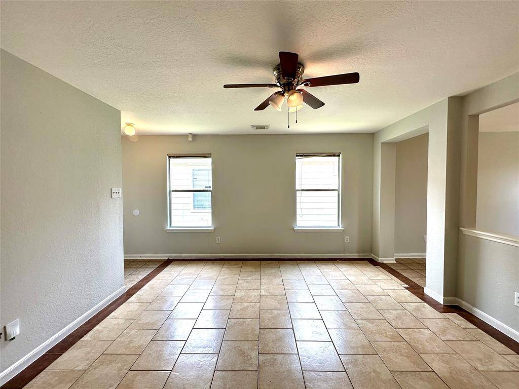 Ample natural light in the sizable living room