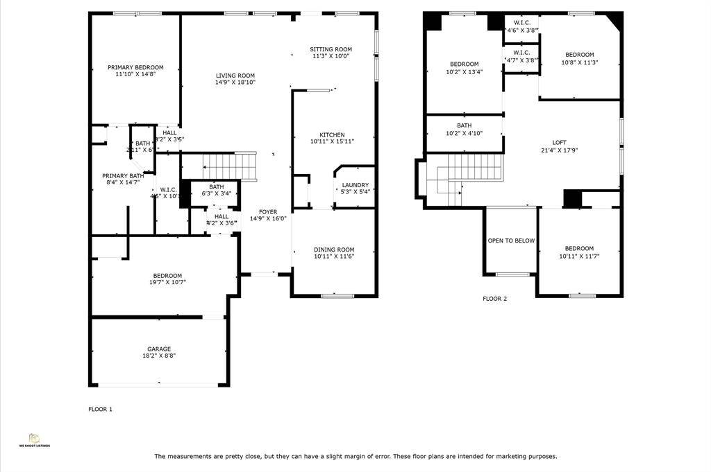 First & Second Floor with dimensions