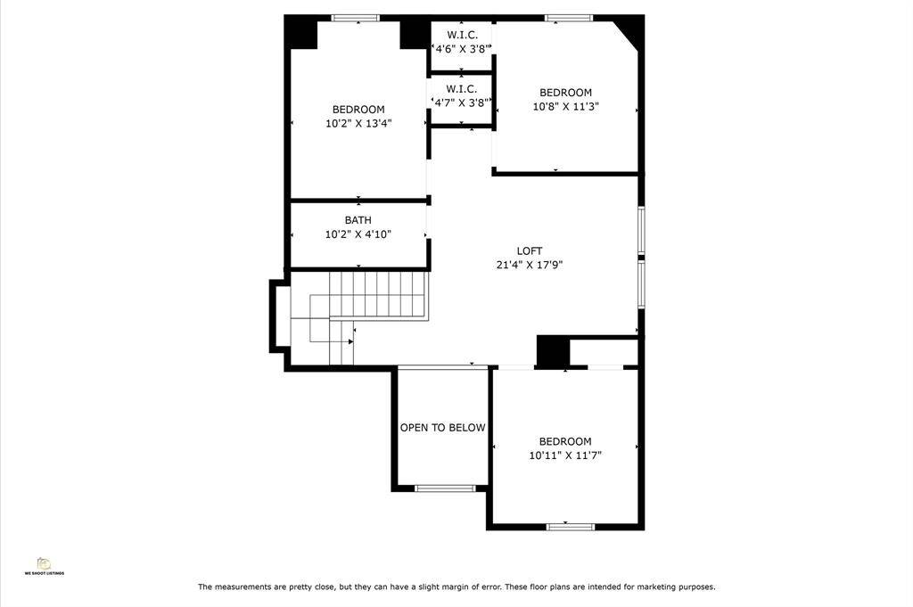Second floor with dimensions