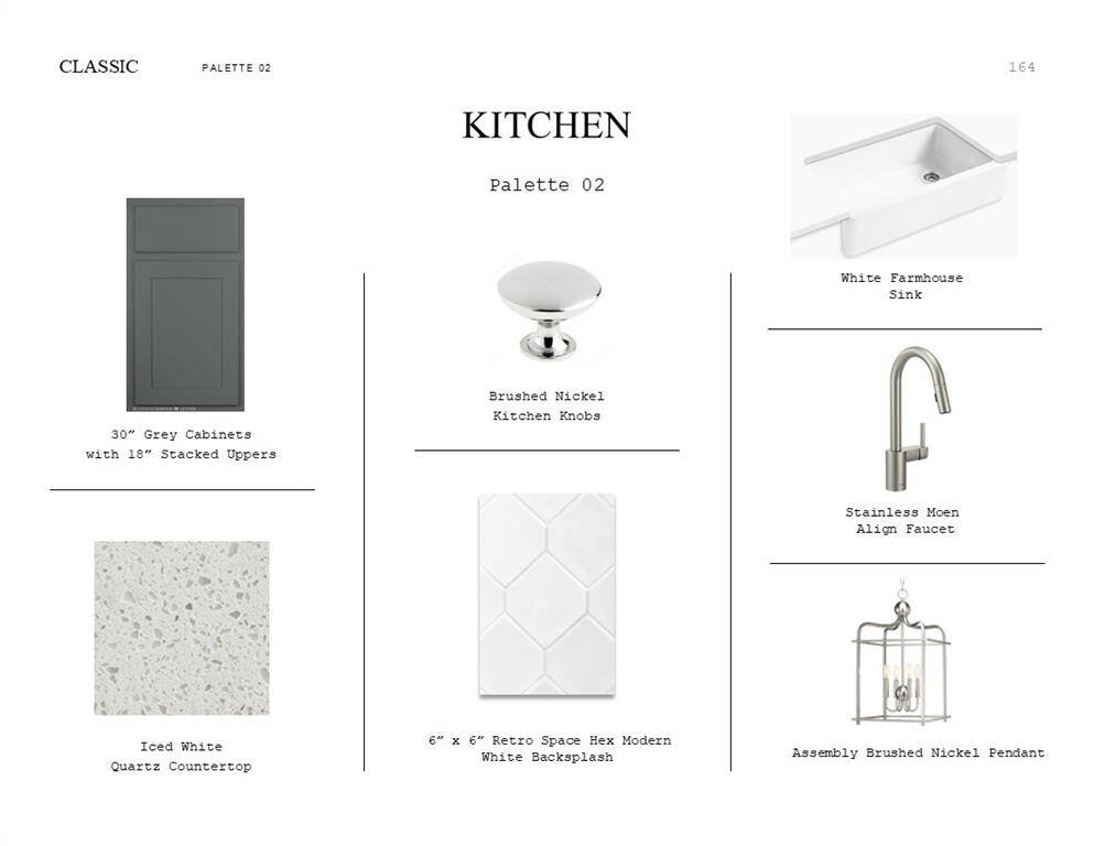 Classic Look Palette 2: Kitchen Selection Sheet (*Artist rendering used for illustration purposes only.)