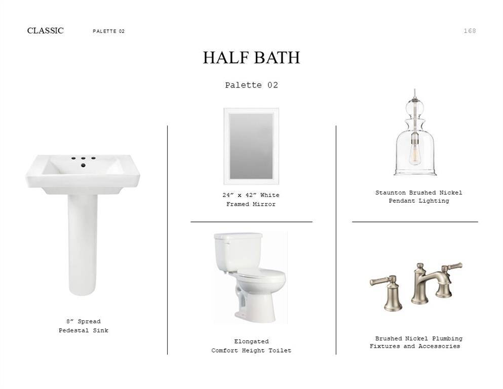 Classic Look Palette 2: Half Bath Selection Sheet (*Artist rendering used for illustration purposes only.)