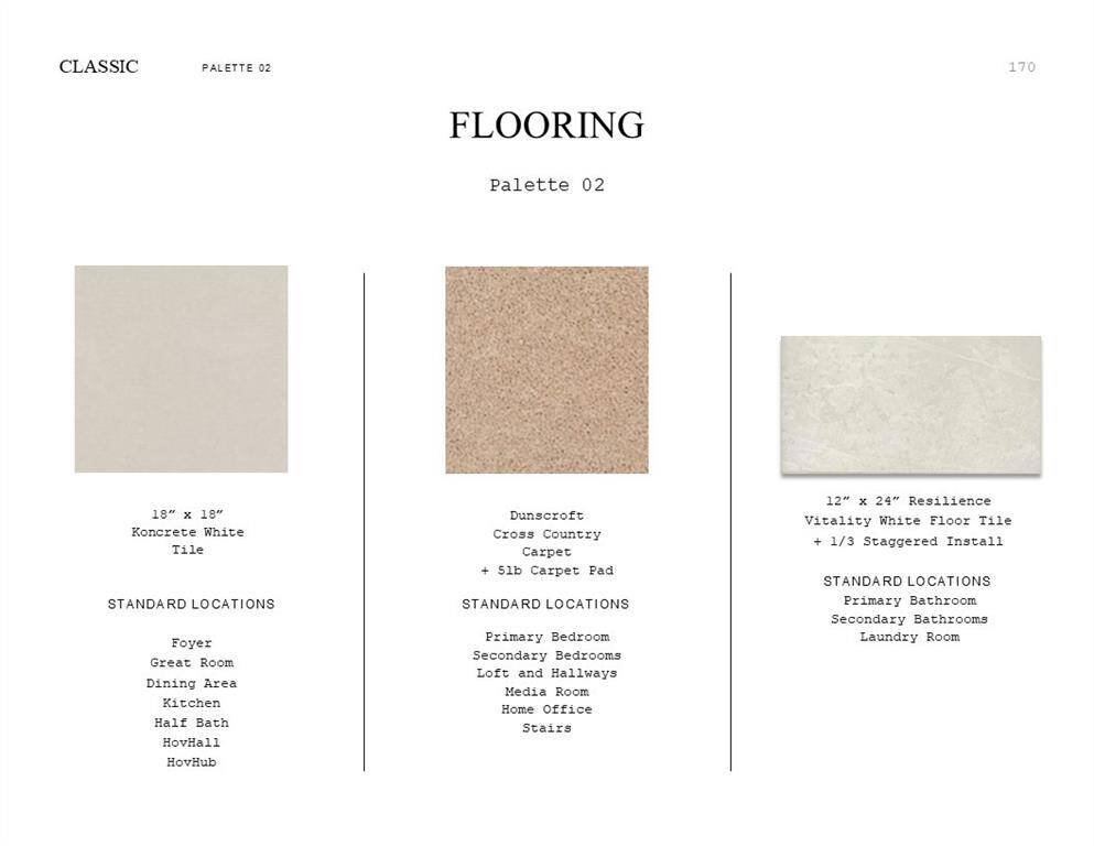 Classic Look Palette 2: Flooring Selection Sheet (*Artist rendering used for illustration purposes only.)