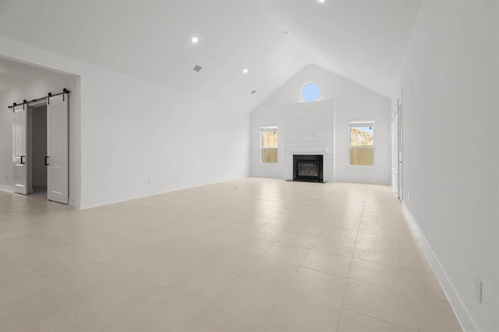 Impressive dining area and great room with cozy fireplace
