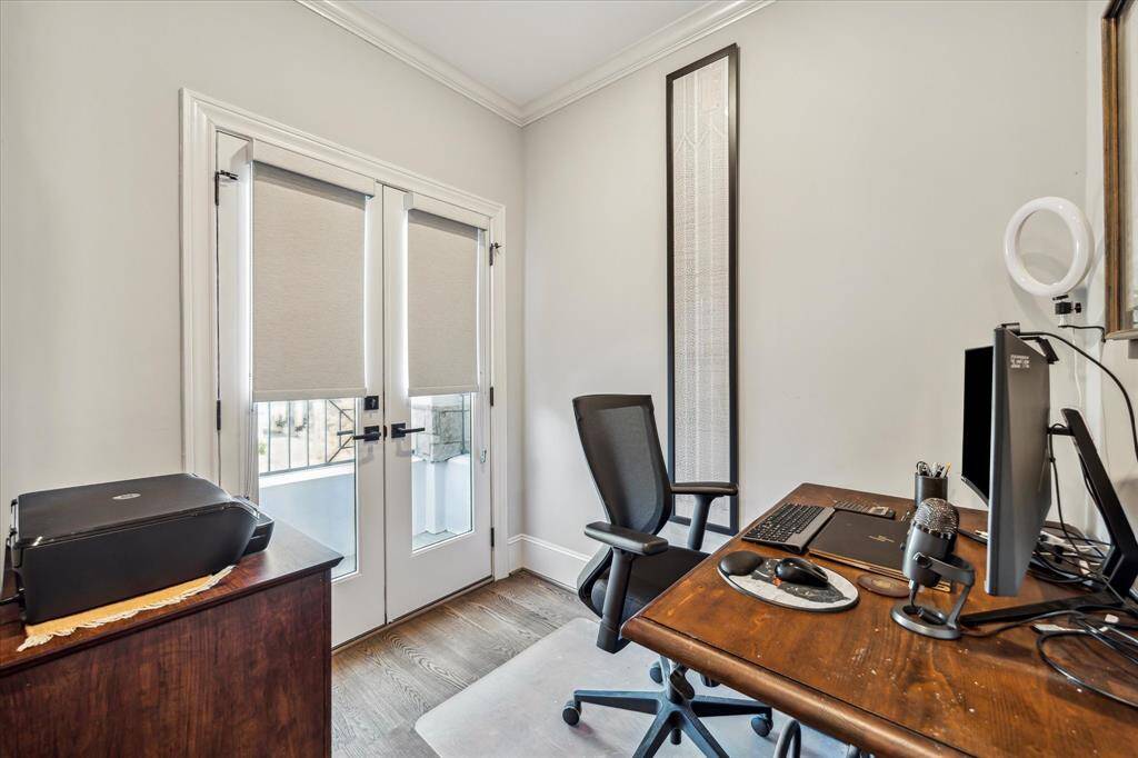 Small office/study area in gameroom