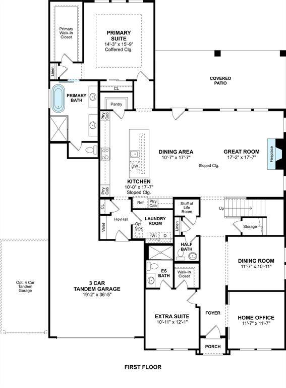 The Stirling floor plan by K. Hovnanian Homes. 1st Floor Shown. *Prices, plans, dimensions, features, specifications, materials, and availability of homes or communities are subject to change without notice or obligation.