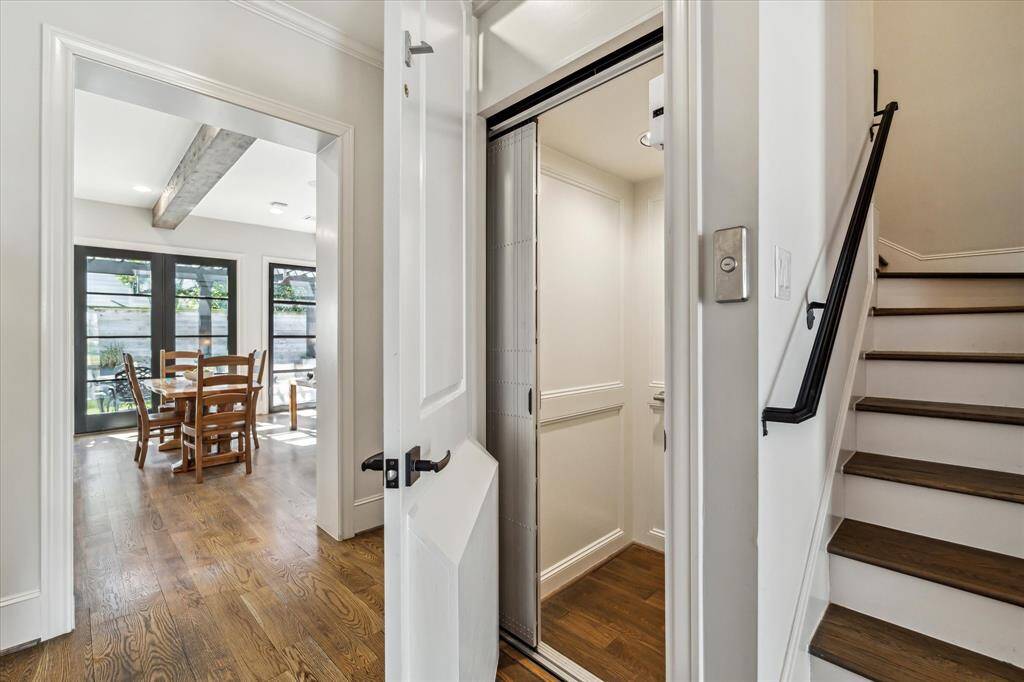 The elevator is conveniently located off the main hallway.