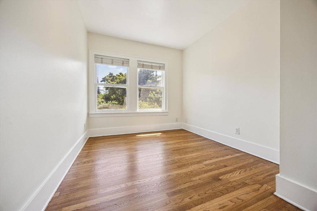 Guest bedroom looking out to courtyard below.