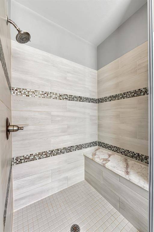 The seating is defiantly an upgrade in this walk-in shower.