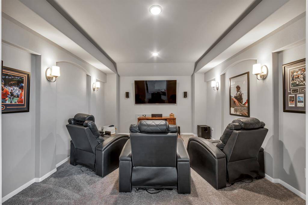 Media room prewired for surround sound for all your entertainment needs.