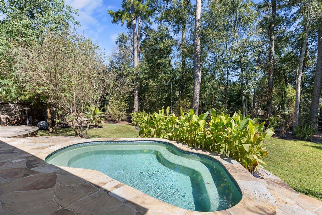 The cocktail pool features seating all around, making it the ideal spot for entertaining and enjoying company.