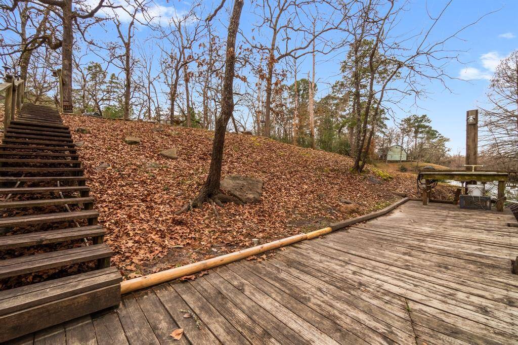 Steps to the boat dock/pier.  Drop your fishing pole right in your own back yard.