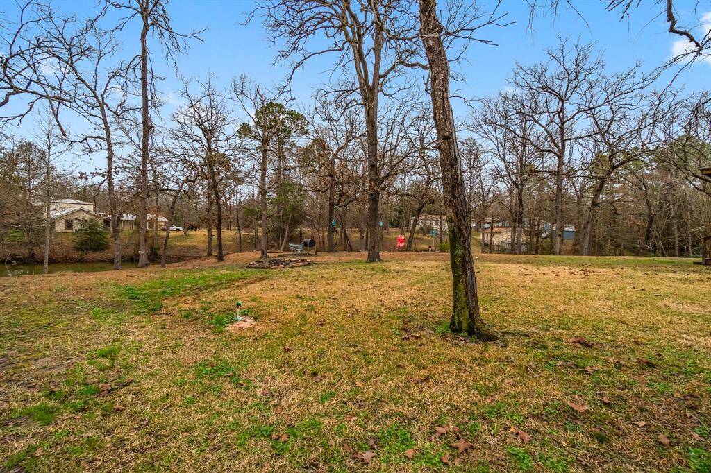 Another view of back yard with mature trees