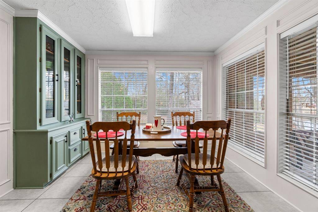 Dining room with built-in china cabinet.