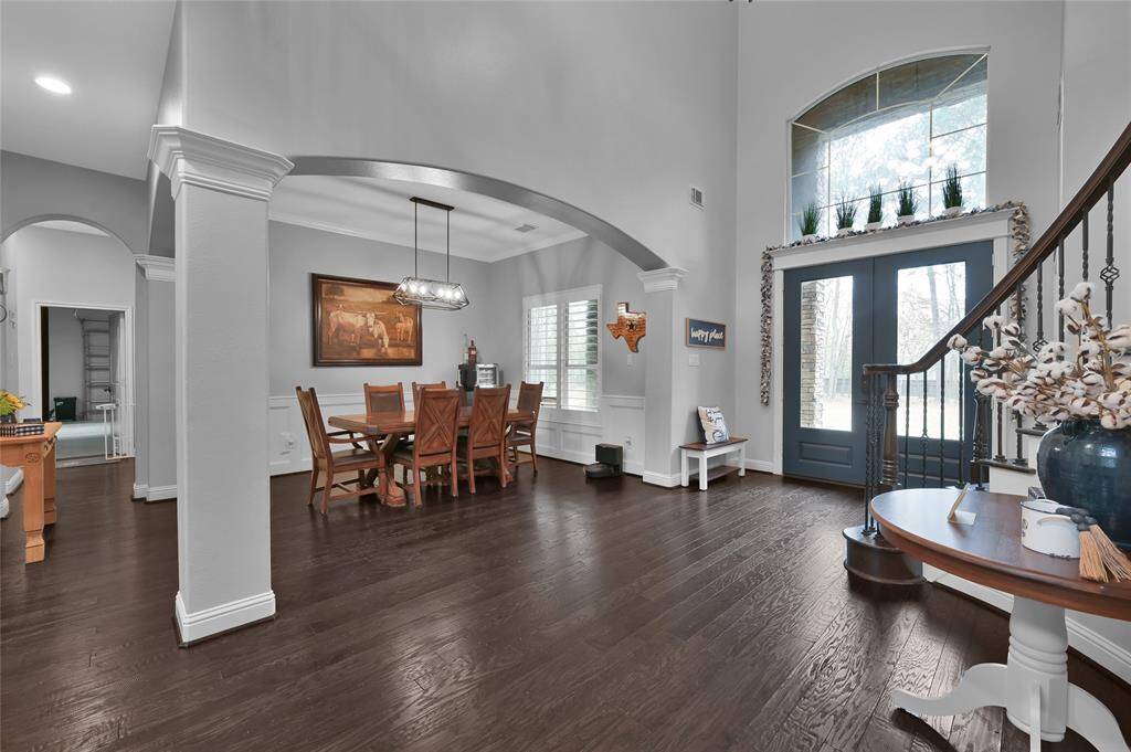 Dining room opens up to entry