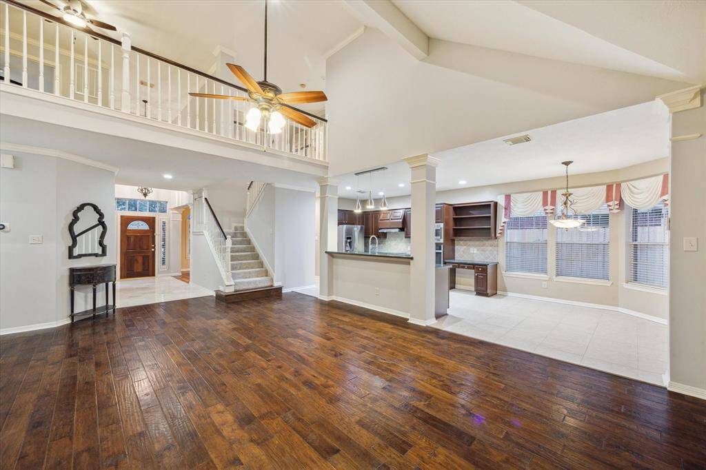 Family room looking into the kitchen area.