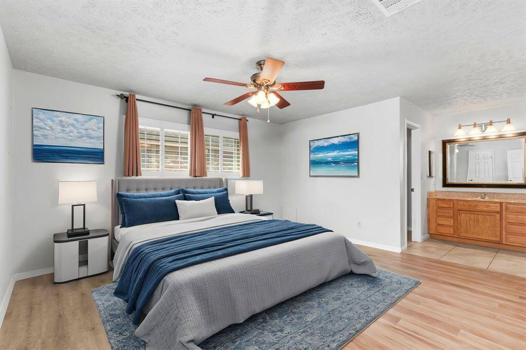 Virtually staged Primary Bedroom.