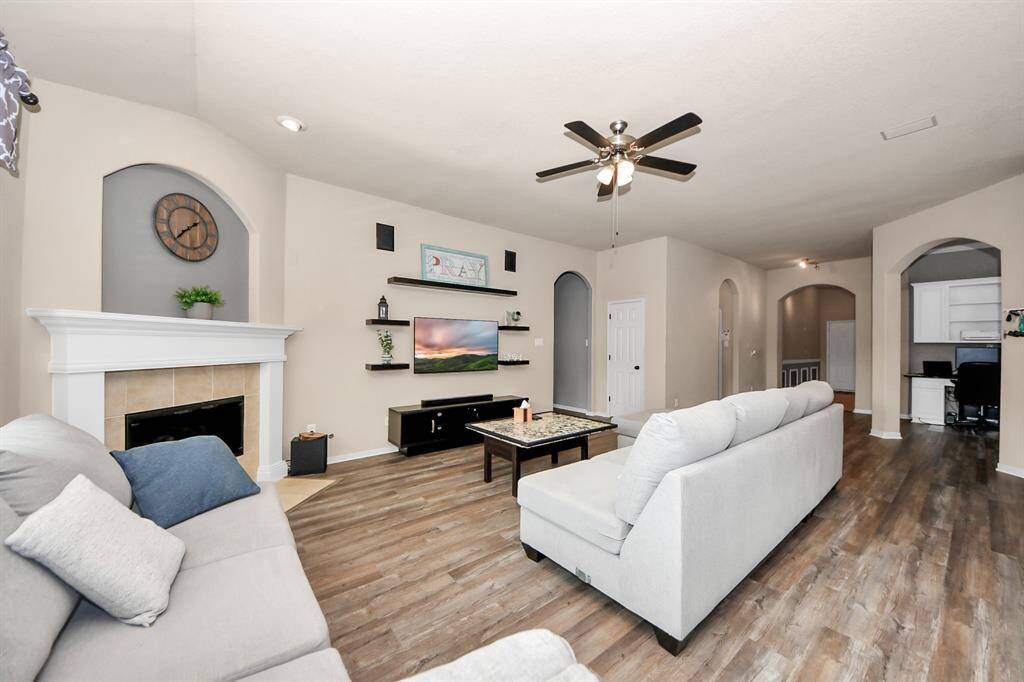 Newer floors with custom mantel