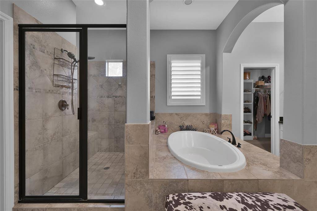 Primary bath with soak tub and separate shower