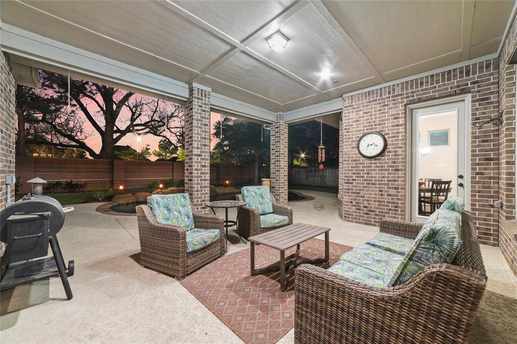 View of the back patio at night