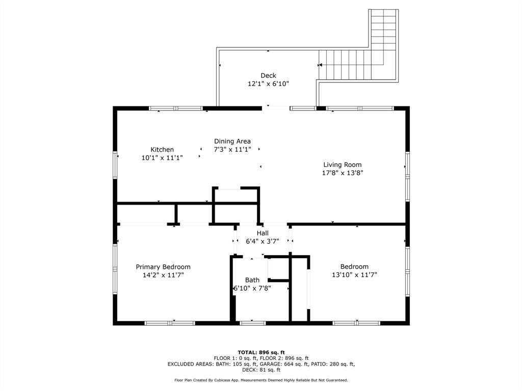 Floor Plan of first floor - living room, kitchen/dining combo, 2 bedrooms, 1 bathroom. Accuracy of room measurements is not guaranteed. Buyers to verify room measurements.