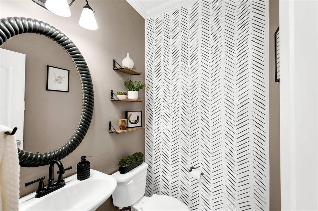 Big on style...like this hand painted half bath accent wall.