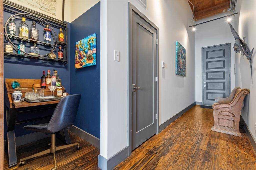 Entry hallway to loft with space for desk or additional closet