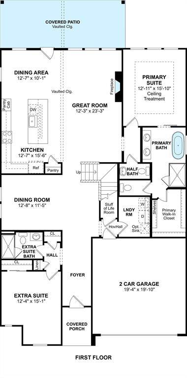 The Davenport floor plan by K. Hovnanian Homes. 1st floor shown. *Prices, plans, dimensions, features, specifications, materials, and availability of homes or communities are subject to change without notice or obligation.