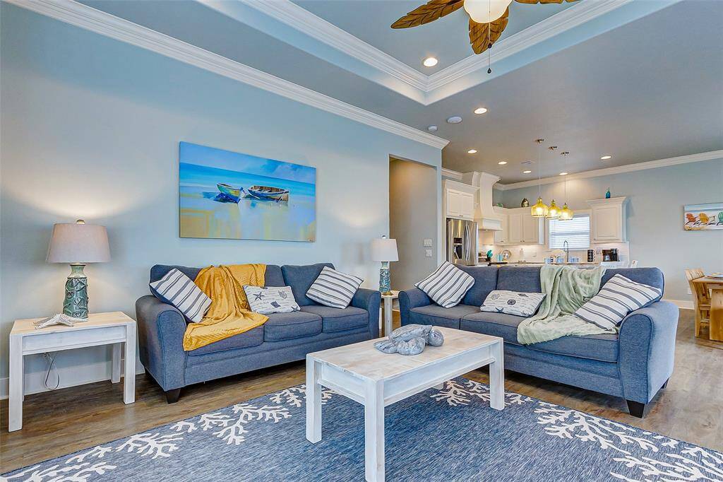 The trayed ceiling provides an upscale touch
