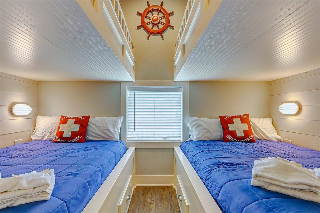 Each bunk is equipped with a light and outlet for convenience.