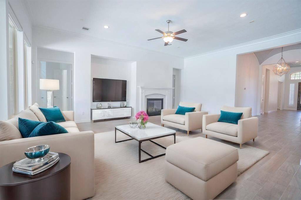Modern open living room (virtually staged)