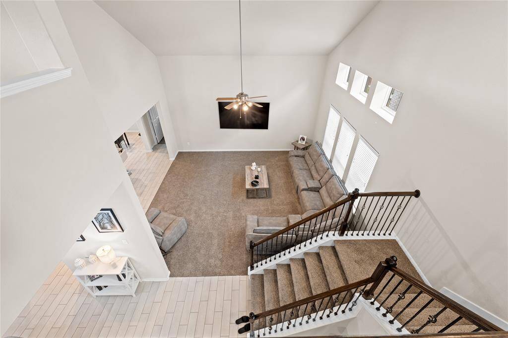 Stairs and living room