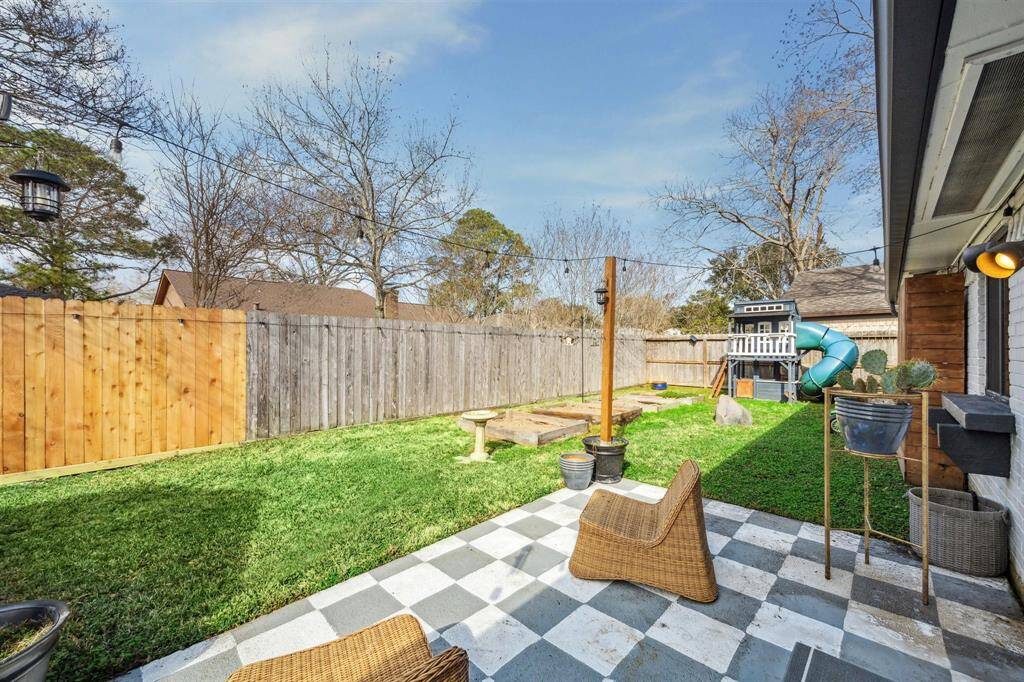 Wonderful backyard space! Views of the new fence and porch.