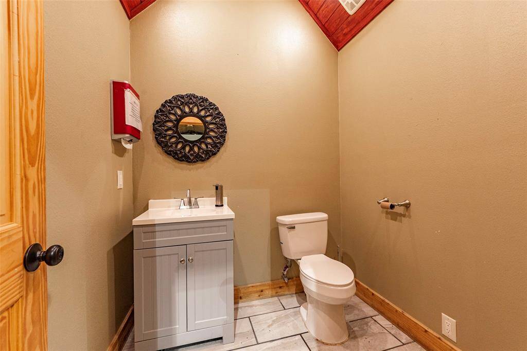 The 1/2 bathroom is perfect for coming in off the job and cleaning up.