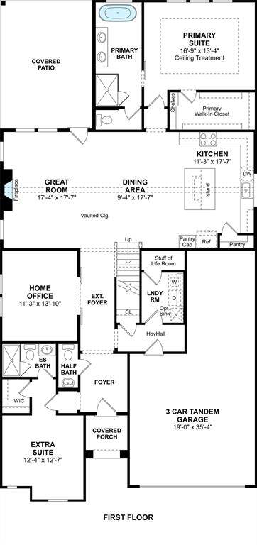The Tuscaloosa floor plan by K. Hovnanian Homes. 1st floor shown. *Prices, plans, dimensions, features, specifications, materials, and availability of homes or communities are subject to change without notice or obligation.