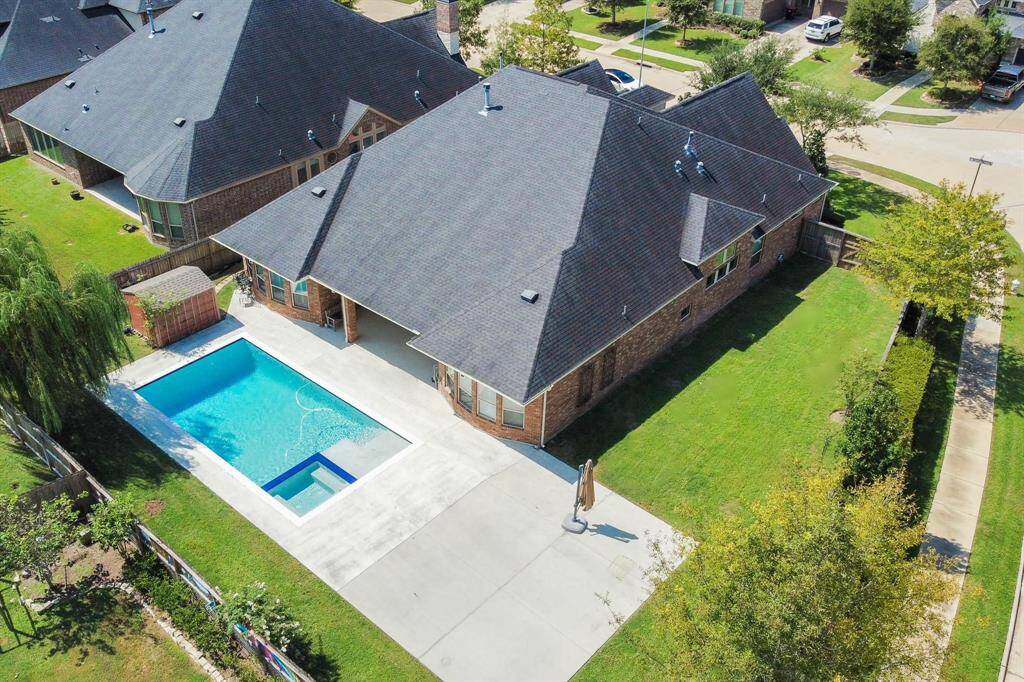 Aerial view of backyard