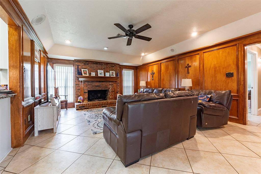 View of the living room from the dining area.