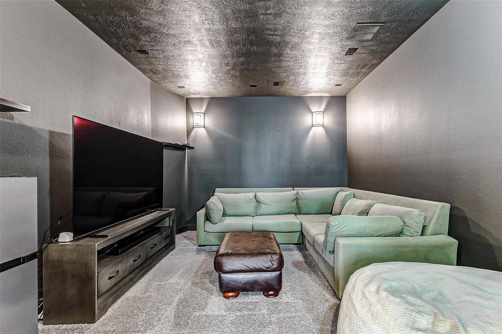 Media room already prewired for sound and with sconces (dim) lights.