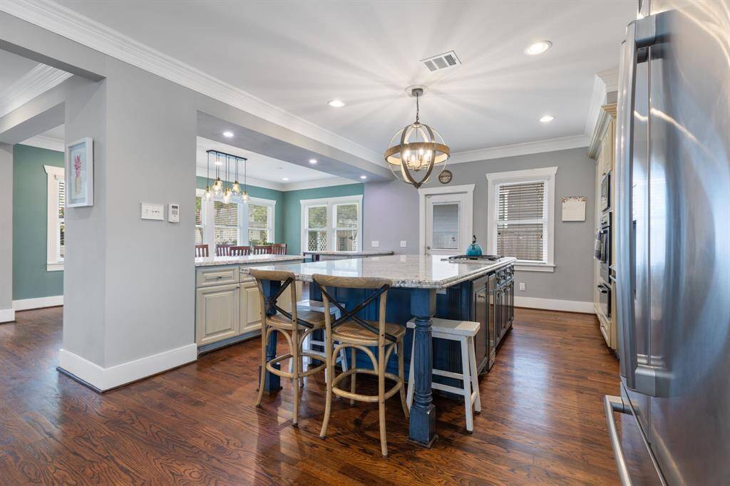 View from kitchen into dining or living area.