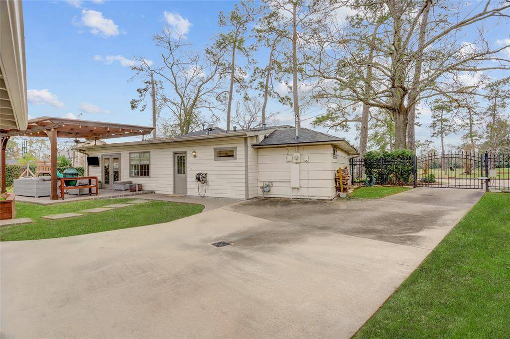 View of the private driveway from the corner of the two-car garage.