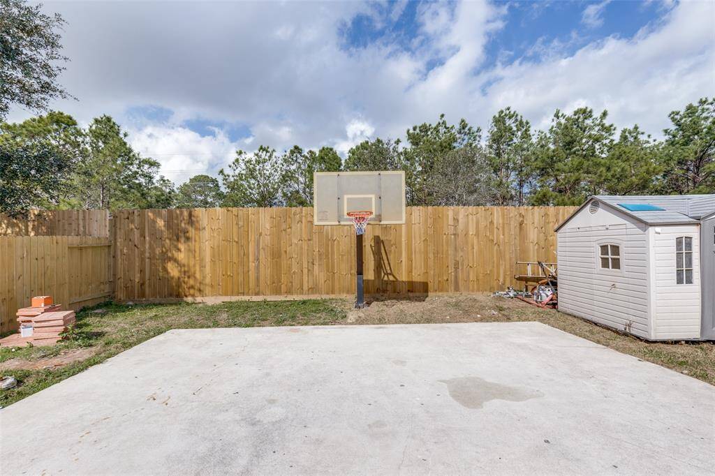 Backyard with all new fencing